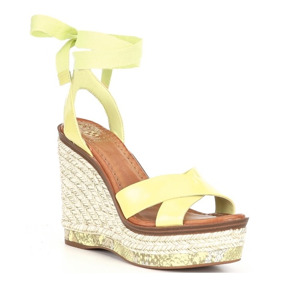 NEW Vince Camuto Pharrah Leather Ankle Tie Espadrille Platform Wedge Sandals - Picture 1 of 1
